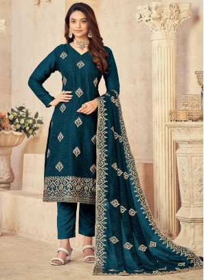Ruritanian Vichitra Silk Pant Style Suit