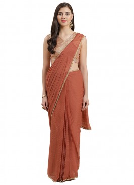 Rust Chiffon Engagement Classic Saree