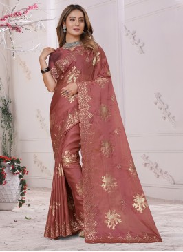 Rust Color Contemporary Style Saree