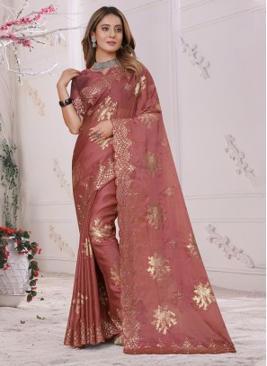 Rust Color Contemporary Style Saree