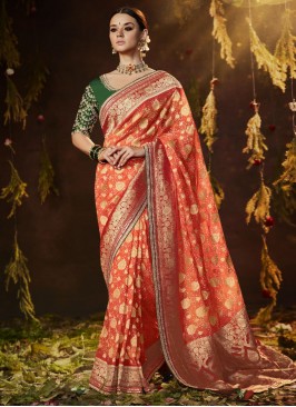 Rust Silk Festival Traditional Saree