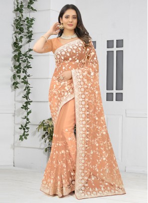 Rust Stone Net Classic Saree