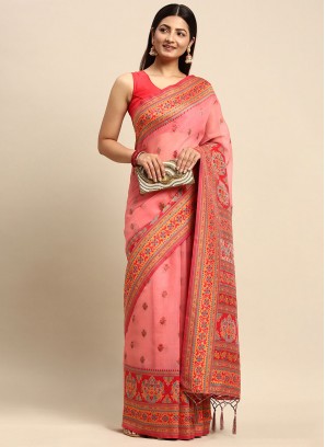 Salmon Mehndi Trendy Saree