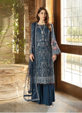 Salwar Kameez Embroidered Georgette in Teal