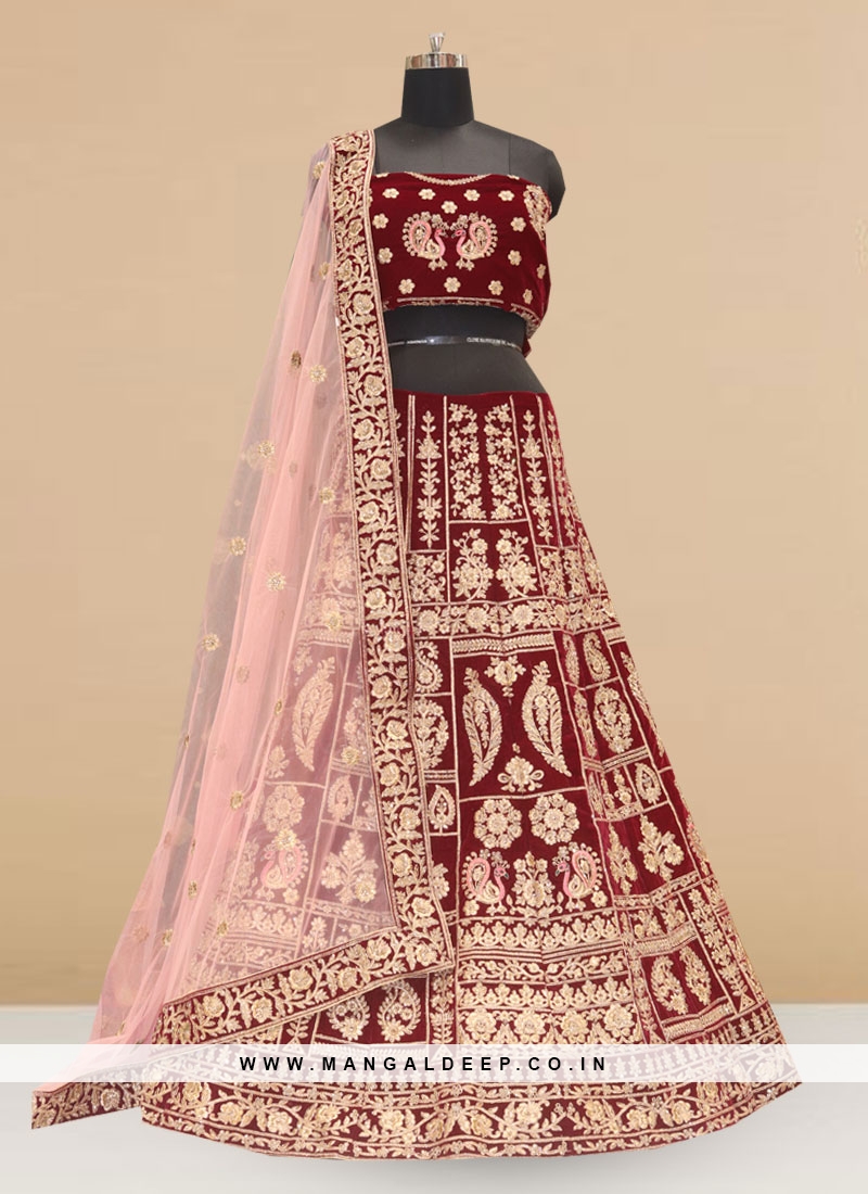 Sangeet Function Wear Designer Lehenga Choli In Maroon Color