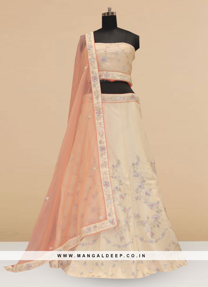 Sangeet Function Wear Designer Lehenga Choli In Off White Color