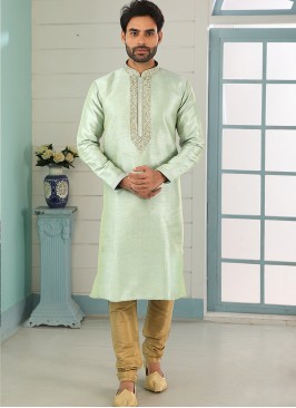 Sangeet Function Wear Green Color Designer Kurta Pajama