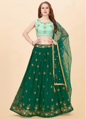 Sangeet Function Wear Green Color Lehenga Choli