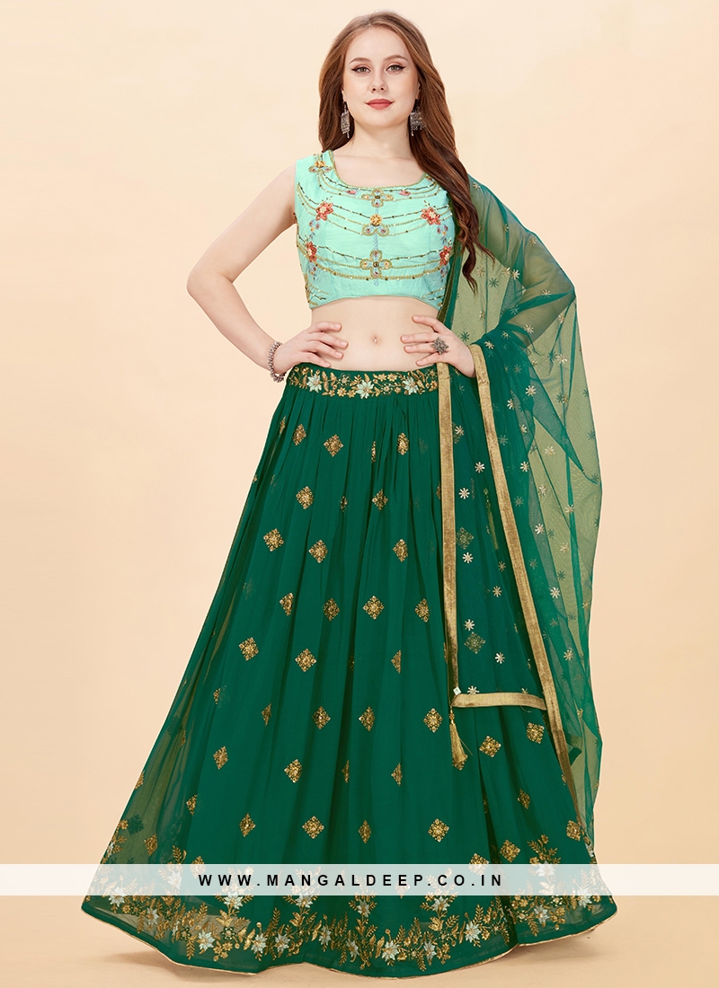 Sangeet Function Wear Green Color Lehenga Choli