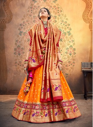 Sangeet Function Wear Orange Color Designer Lehenga Choli