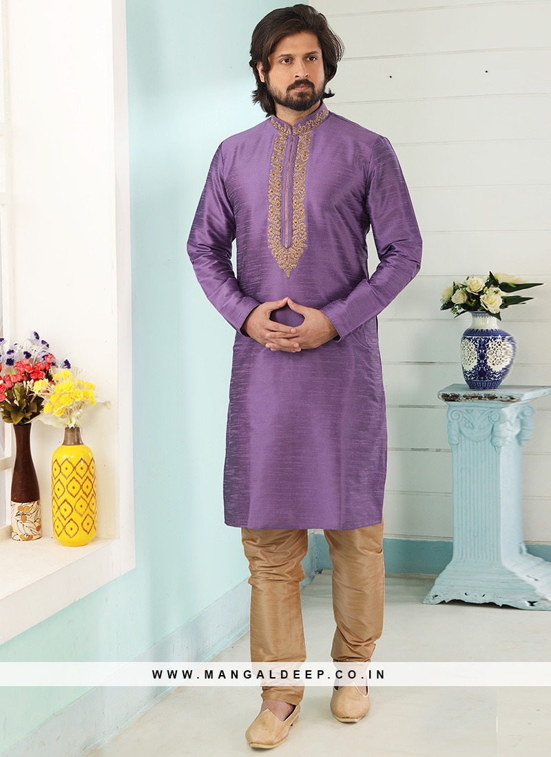 Sangeet Function Wear Purple Color Designer Kurta Pajama