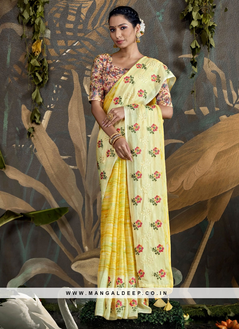 Saree Embroidered Foil in Yellow