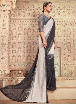 Saree Foil Print Georgette in Black