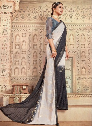 Saree Foil Print Georgette in Black