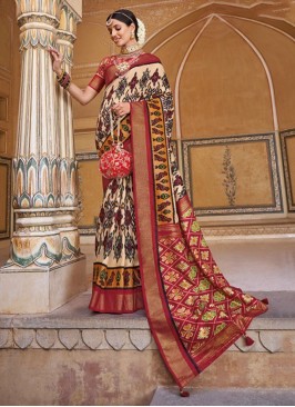 Saree Patola Print Patola Silk  in Multi Colour