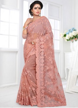 Saree Resham Net in Pink