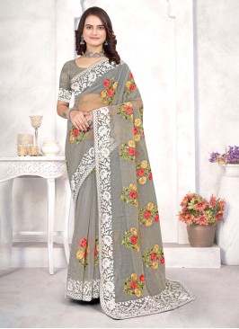 Saree Resham Organza in Grey