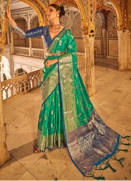 Saree Weaving Tussar Silk in Green