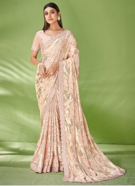 Saree Zari Georgette in Beige