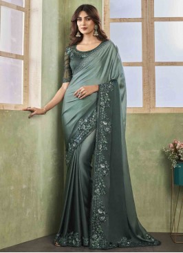 Satin Silk Green Trendy Saree