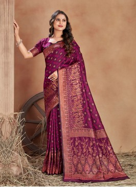 Satin Silk Pink Trendy Saree