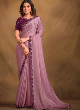 Satin Silk Purple Classic Saree