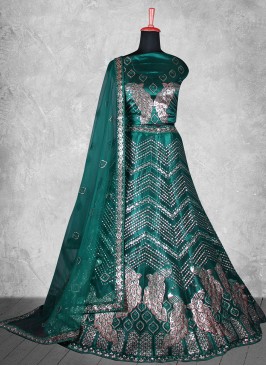 Satin Silk Rama Sequins Trendy Lehenga Choli