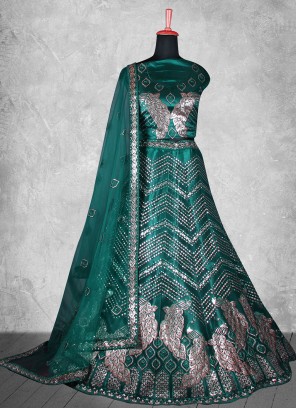 Satin Silk Rama Sequins Trendy Lehenga Choli