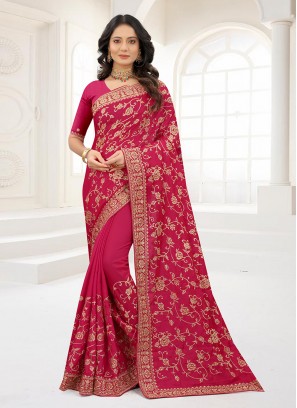 Satin Silk Rani Traditional Designer Saree