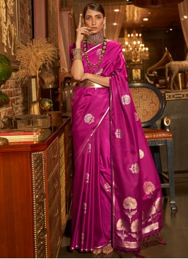 Satin Trendy Saree in Purple