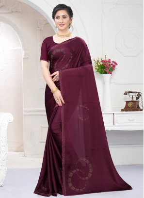 Satin Wine Traditional Saree