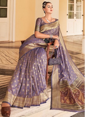 Savory Lavender Reception Trendy Saree