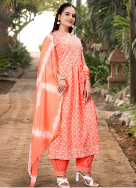 Savory Orange Ceremonial Salwar Suit
