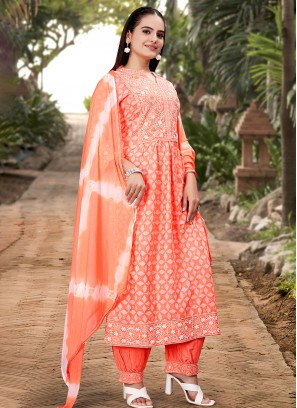 Savory Orange Ceremonial Salwar Suit