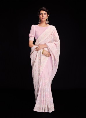 Savory Rose Pink Festival Trendy Saree