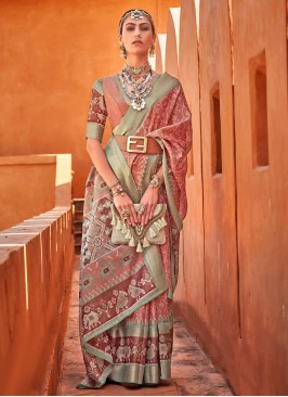 Savory Zari Brown Saree