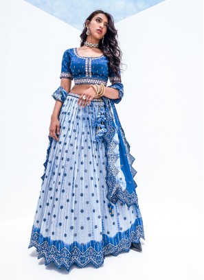 Scintillating Blue Sangeet Lehenga Choli