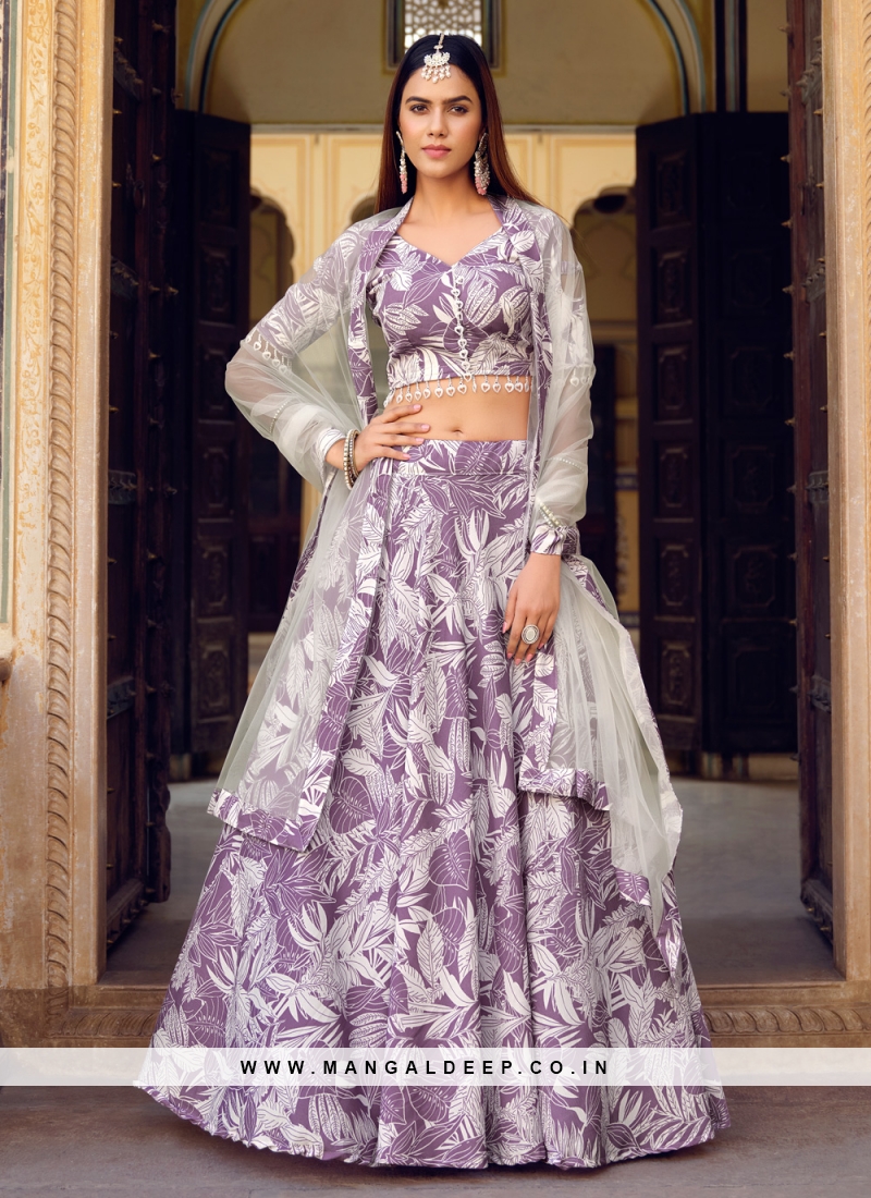 Outstanding Blue and White Colored Designer Lehenga Choli