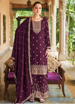 Scintillating Silk Purple Salwar Kameez