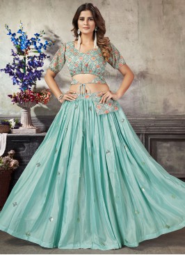 Sea Green Art Silk Lehenga Choli