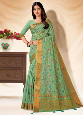 Sea Green Banarasi Silk Saree