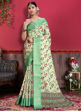 Sea Green Border Reception Contemporary Saree