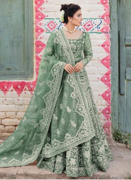 Sea Green Ceremonial Net Gown 