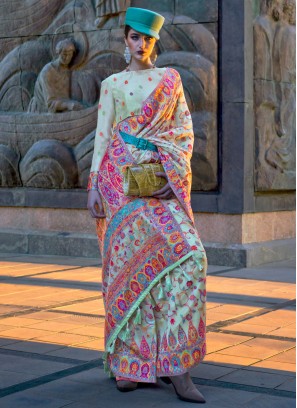 Sea Green Ceremonial Organza Contemporary Saree