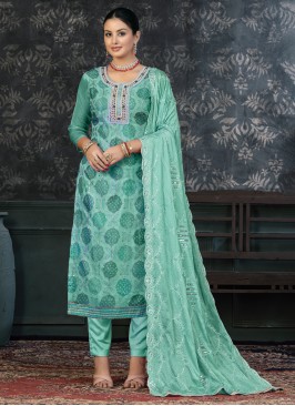Sea Green Ceremonial Trendy Salwar Suit