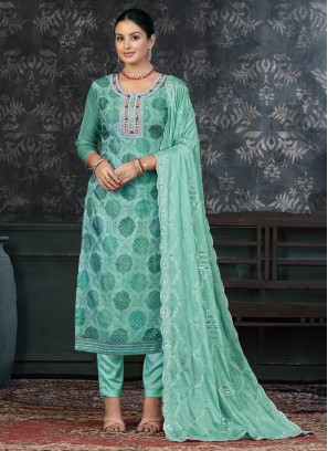 Sea Green Ceremonial Trendy Salwar Suit