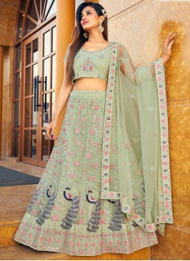 Sea Green Color A Line Lehenga Choli