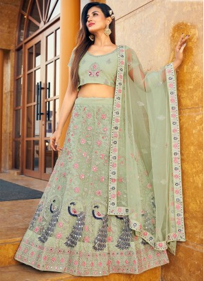 Sea Green Color A Line Lehenga Choli