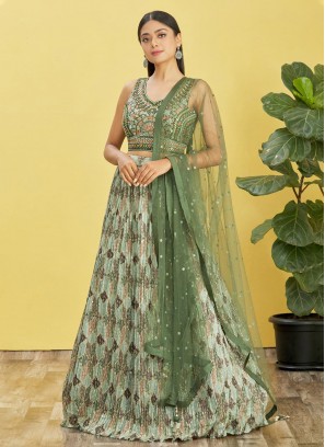 Sea Green Color A Line Lehenga Choli