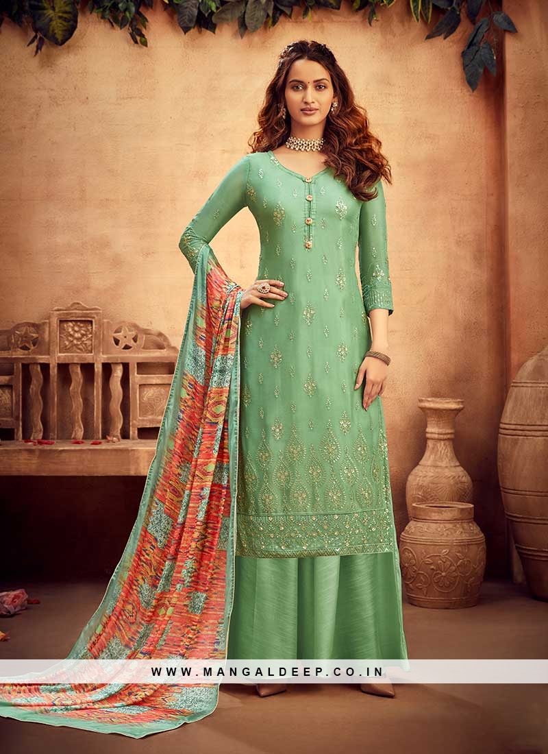 Buy Online Sea Green Cotton Designer Salwar Suit : 218058 - Best Seller